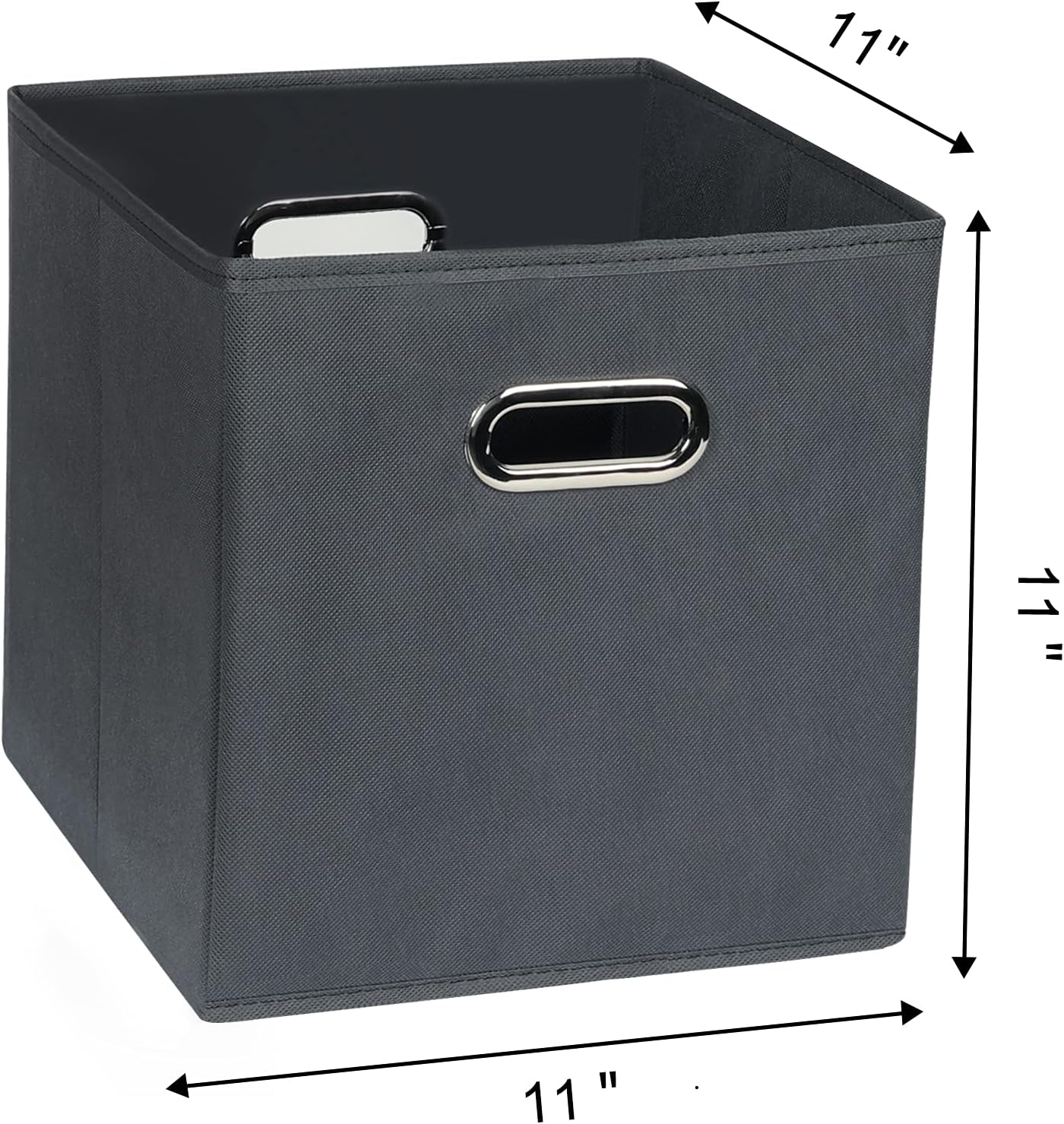 Skiennix Fabric Cube Storage Bins - Foldable Organizer with Dual Handles | Set of 6, Gray