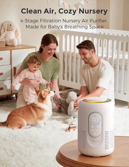 Momcozy Air Purifier - 4-in-1 HEPA Filter for Baby's Nursery | Quiet 21 dB Sleep Mode & Dimmable Night Light
