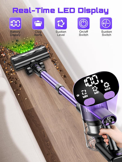 OIRFND Cordless Vacuum Cleaner - 10-in-1 Lightweight Stick Vacuum with Powerful Suction & Anti-Tangle Brush | Ideal for Home & Carpets