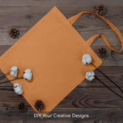 TOPDesign 12-Pack Khaki Cotton Tote Bags - Lightweight, Reusable Grocery Bags for DIY & Promotions