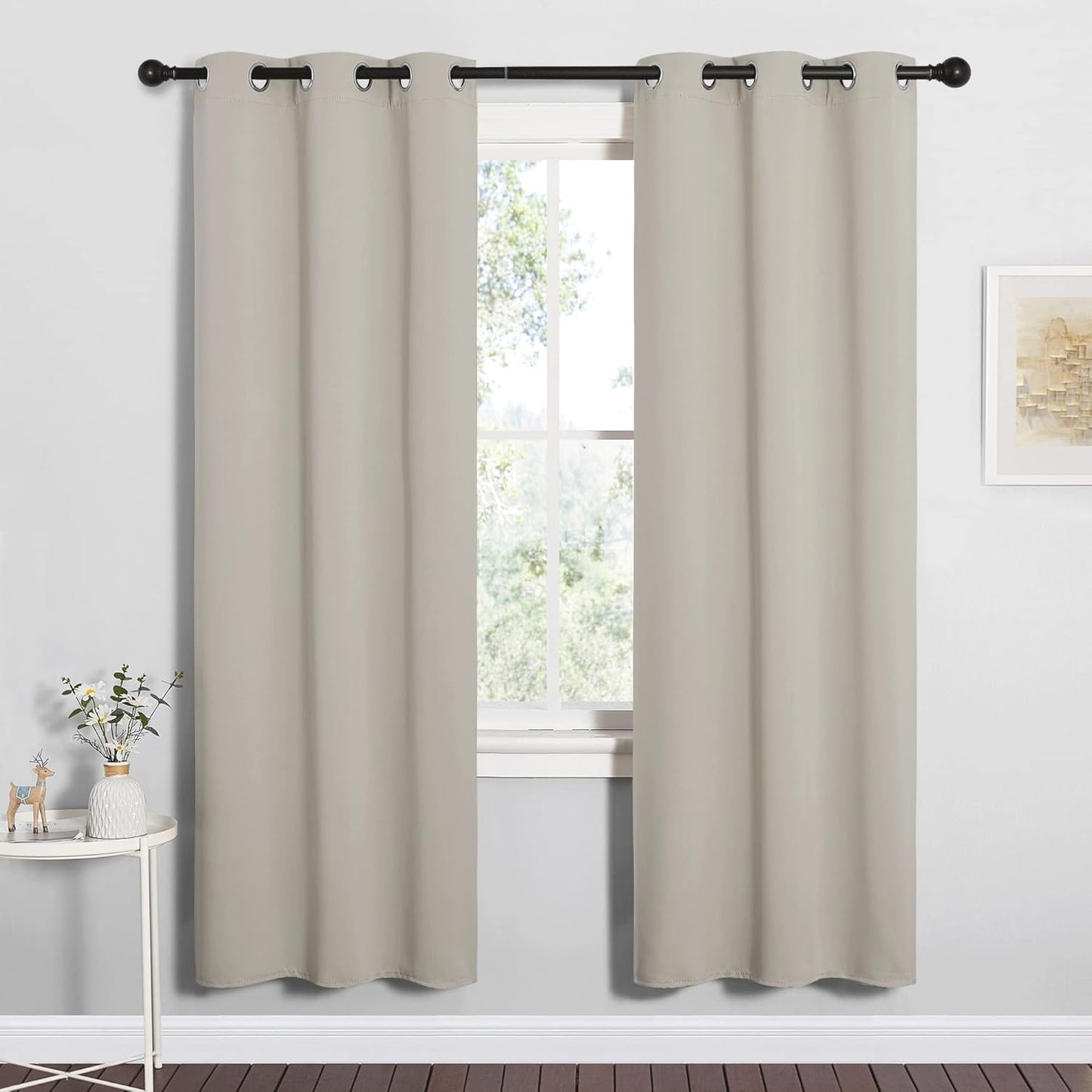 NICETOWN Blackout Curtains - Thermal Insulated Drapes for Bedroom & Living Room | 34" x 72" Natural