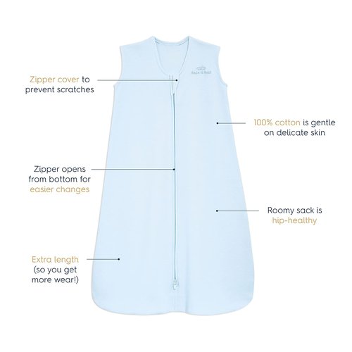 HALO SleepSack Wearable Blanket - 100% Cotton Swaddle Transition Bag, Baby Blue, Medium (6-12 Months)