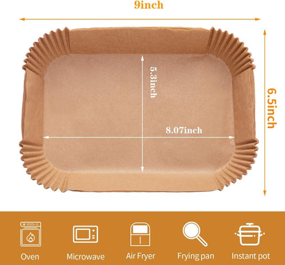Ninja Air Fryer Disposable Paper Liners - 100PCS Food Grade Parchment Baking Paper (9 x 6, Natural)