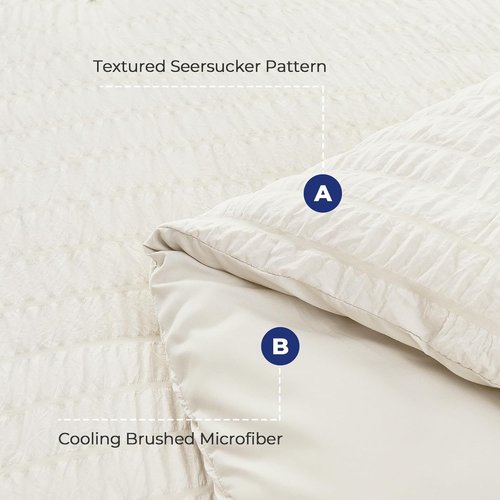 HYMOKEGE Ivory California King Comforter Set - 7-Piece All-Season Luxury Bedding Ensemble