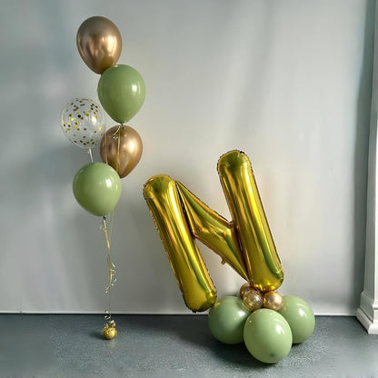 Skiennix 40 Inch Gold Alphabet Balloons - Large Self-Inflating Letter N Decor for Celebrations