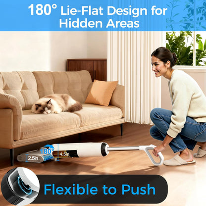 Skiennix Cordless Wet Dry Vacuum Cleaner - 23KPa Power, 45 Min Runtime, Self-Cleaning Design, Anti-Tangle Brush for Pet Hair