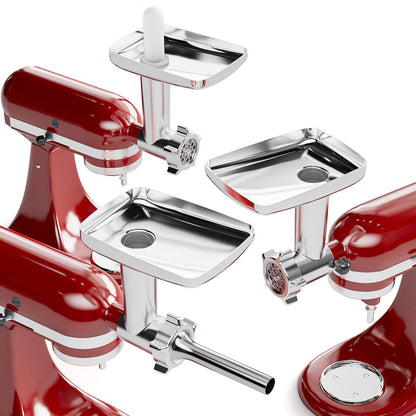 Metal Food Grinder Attachment for KitchenAid Stand Mixers, Meat Grinder, Sausage Stuffer, Meat Grinder for Kitchenaid mixer Including 3 Sausage Stuffer Accessory