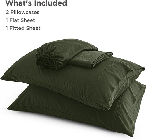 Bedsure King Size Cooling Sheets Set - Breathable Bamboo Rayon, Soft & Silky, Deep Pocket Olive Green