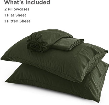 Bedsure King Size Cooling Sheets Set - Breathable Bamboo Rayon, Soft & Silky, Deep Pocket Olive Green