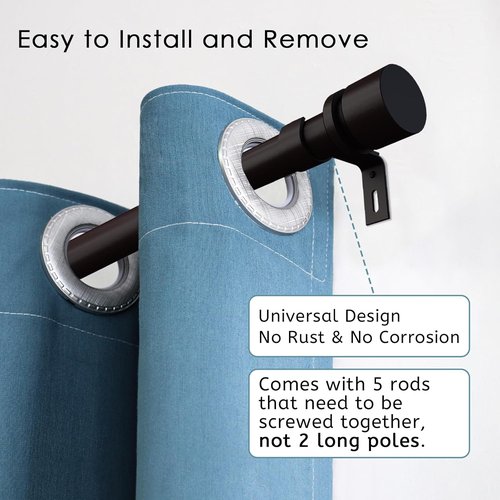 Byondeth Adjustable Curtain Rods - 16 to 88 Inches, 1 Inch Diameter, Antique Bronze Finish