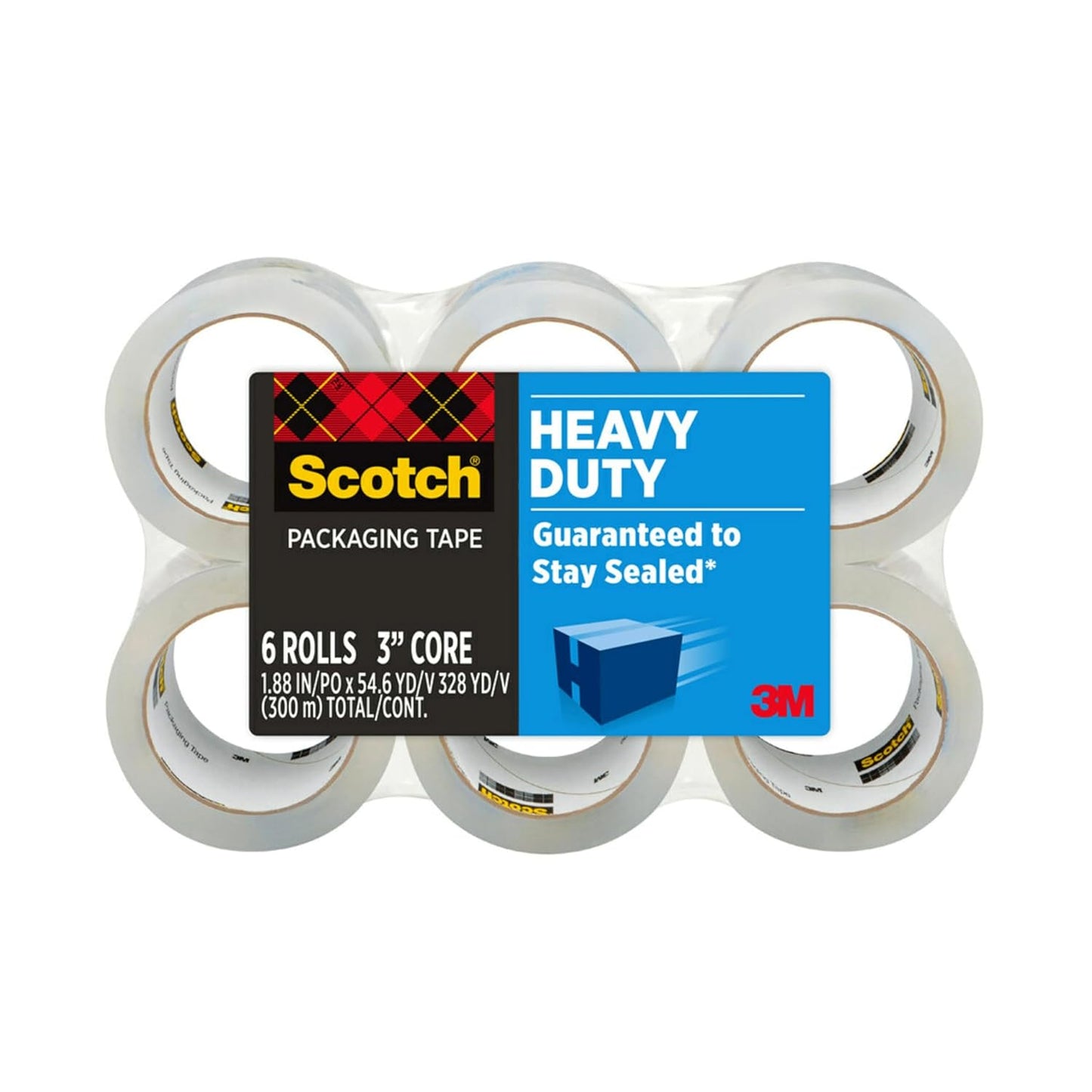 Scotch Heavy Duty Packaging Tape - Strong Seal for Packing & Shipping | 1.88" x 54.6 yd, Clear, 6 Rolls
