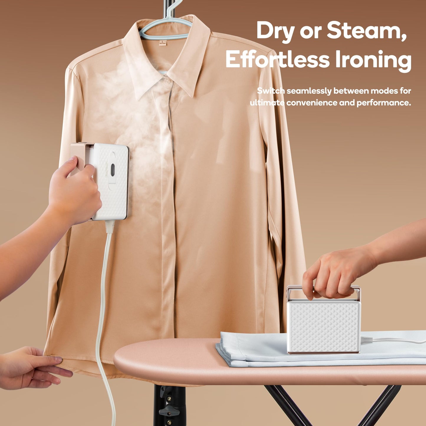 Newbealer Travel Steam Iron for Clothes, Global Voltage 100-240V Handheld Steamer, 293℉ Dry Ironing, Non-Stick Ceramic Soleplate, Horizontal & Vertical Steaming, Auto-off, Silicone Rest & Zipper Bag