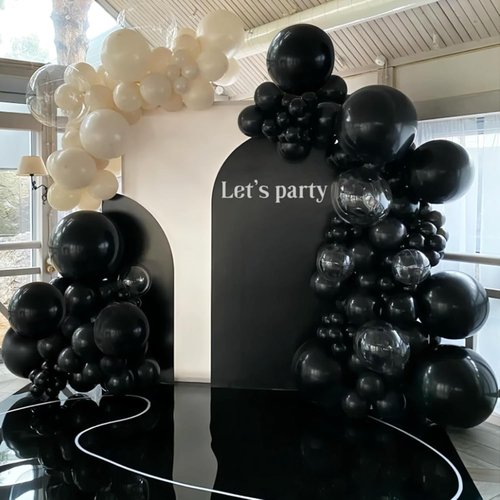 134Pcs Black Balloons Kit - Latex Balloon Garland Arch for Birthday, Wedding & Baby Showers | 5-18 Inch Sizes
