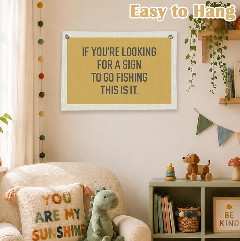 Funny Fishing Wall Decor - Rustic Cabin Wall Art for Camping - 30x20 - Variation: Fishing
