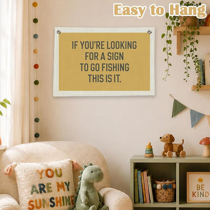 Funny Fishing Wall Decor - Rustic Cabin Wall Art for Camping - 30x20 - Variation: Fishing