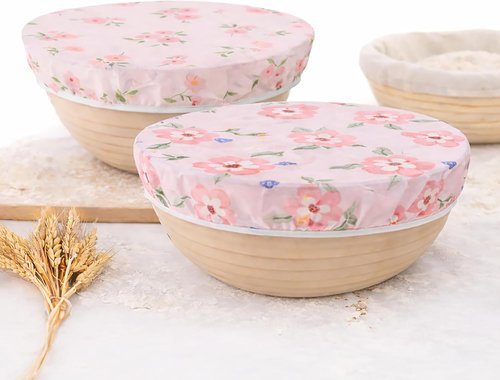Beeswax Bowl Covers | 12-Inch Sourdough Bowl Cover Set - Reusable Cotton Food Covers for Dough Proofing