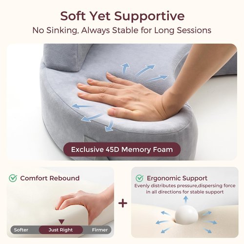 Momcozy Innovative Safety Guard Nursing Pillow - Firm & Springy Memory Foam - Stable, Ergonomic Support & Comfort - Wider Breastfeeding Cushion, Adjustable, Removable Cover, Baby Safety Certified