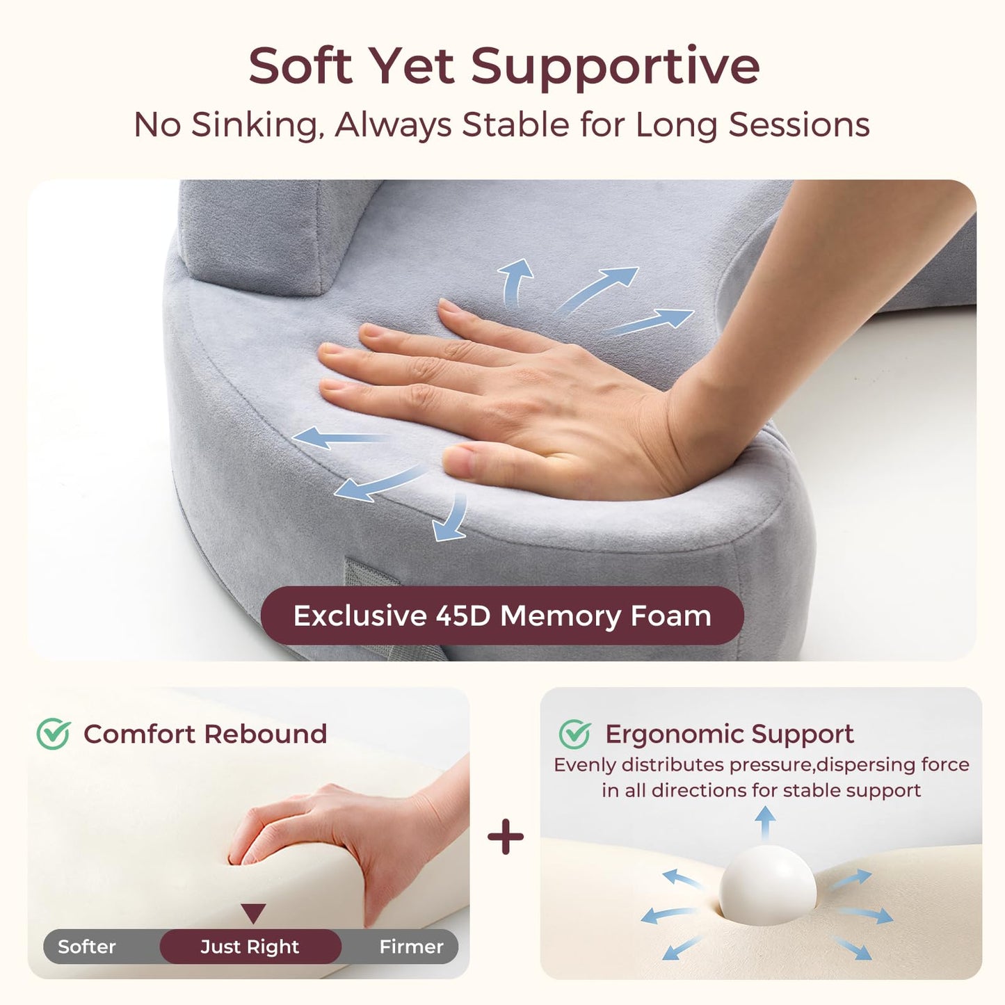 Momcozy CozyPro Nursing Pillow - All Around Lumbar & Arm Support - Safety Guard, Firm & Springy Memory Foam-Stable, Ergonomic Support, Easier Breastfeeding, Wider Cushion, Adjustable, Removable Cover