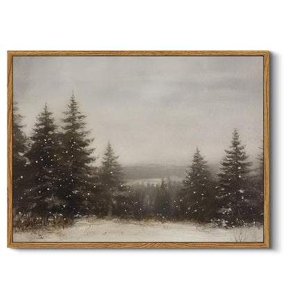 Pine Tree Forest Framed Canvas Wall Art 12x16 Inch – Winter Christmas Living Room Decor