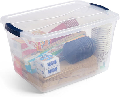 Rubbermaid Cleverstore Clear 32 Qt Storage Bins - Stackable Plastic Containers with Lids | Ideal for Home Organization