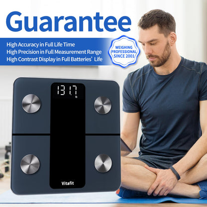 Vitafit Smart Scale for Body Weight, High Accuracy 0.1lb by Our Professional Factory Since 2001, Weight Scale App Sync 13 Body Composition with BMI, Body Fat and Muscle, 400lb, LED, Black