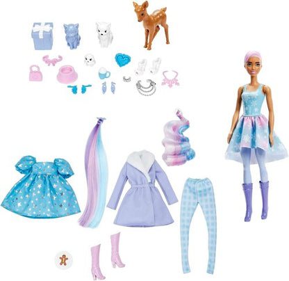 Barbie Color Reveal Advent Calendar - 1 Doll, 3 Pets, Clothes & 25 Surprises for Kids