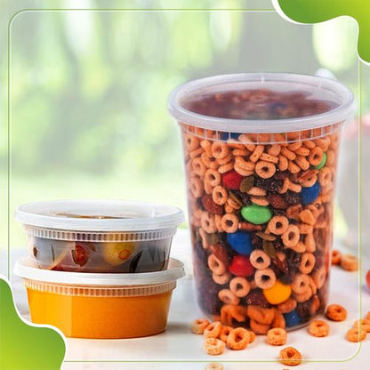 Deli Containers | Leakproof Lids - 60 Sets of BPA-Free Plastic Food Storage (8oz, 16oz, 32oz)