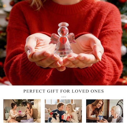 HDCRYSTALGIFTS Crystal Guardian Angel Figurines - 2.5'' Glass Ornaments for Valentine's Day Gifts