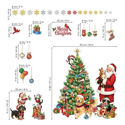 Christmas Window Clings for Pets – Santa Dogs & Cats, Non-Adhesive Double-Sided, 2 Sheets