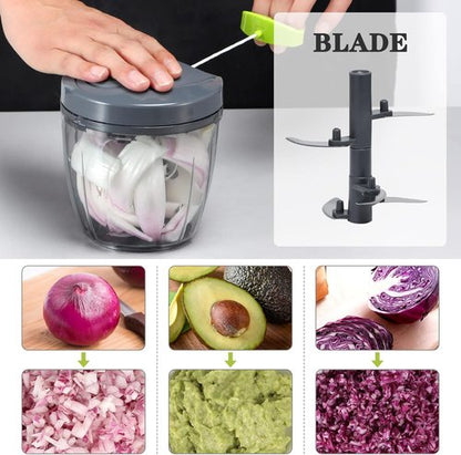 Cambom Manual Food Chopper - BPA-Free Vegetable Cutter for Onions, Fruits & Nuts | 900ml Grey