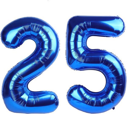 40 Inch Dark Blue Foil Balloon - Happy 25th Birthday Decorations for Women | Large Number 25 Party Supplies