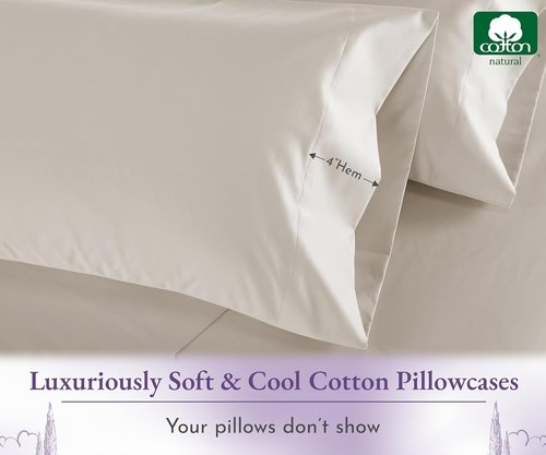 California Design Den Pillow Cases - Set of 2 Queen Size, 1000 Thread Count Soft & Durable 100% Cotton - Beige