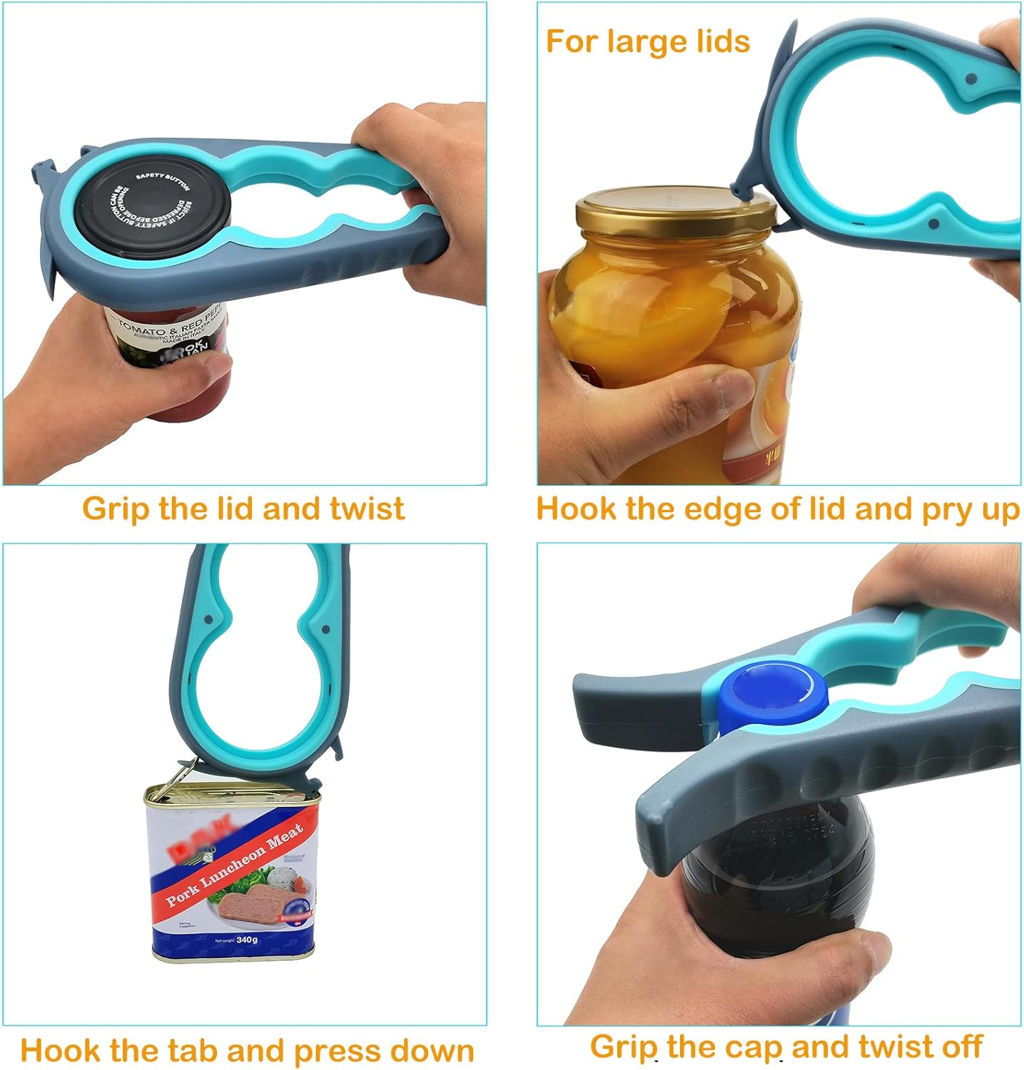 Otstar Jar Opener & Bottle Opener Set - Multi-Function Tool for Seniors with Arthritis | Includes Gripper Pad & Corkscrew