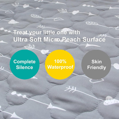 Skiennix Pack and Play Mattress Protector Sheets - Waterproof Fitted Cover | 39" x 27", Arrow & Black - 2 Pack