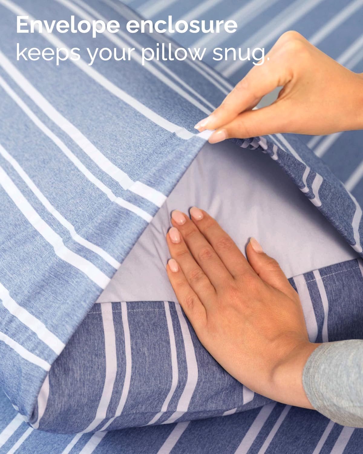 Skiennix Twin Size Sheet Set - Comfy Cooling Bed Sheets with Deep Pockets - Luxury Oeko-Tex Blue Stripes
