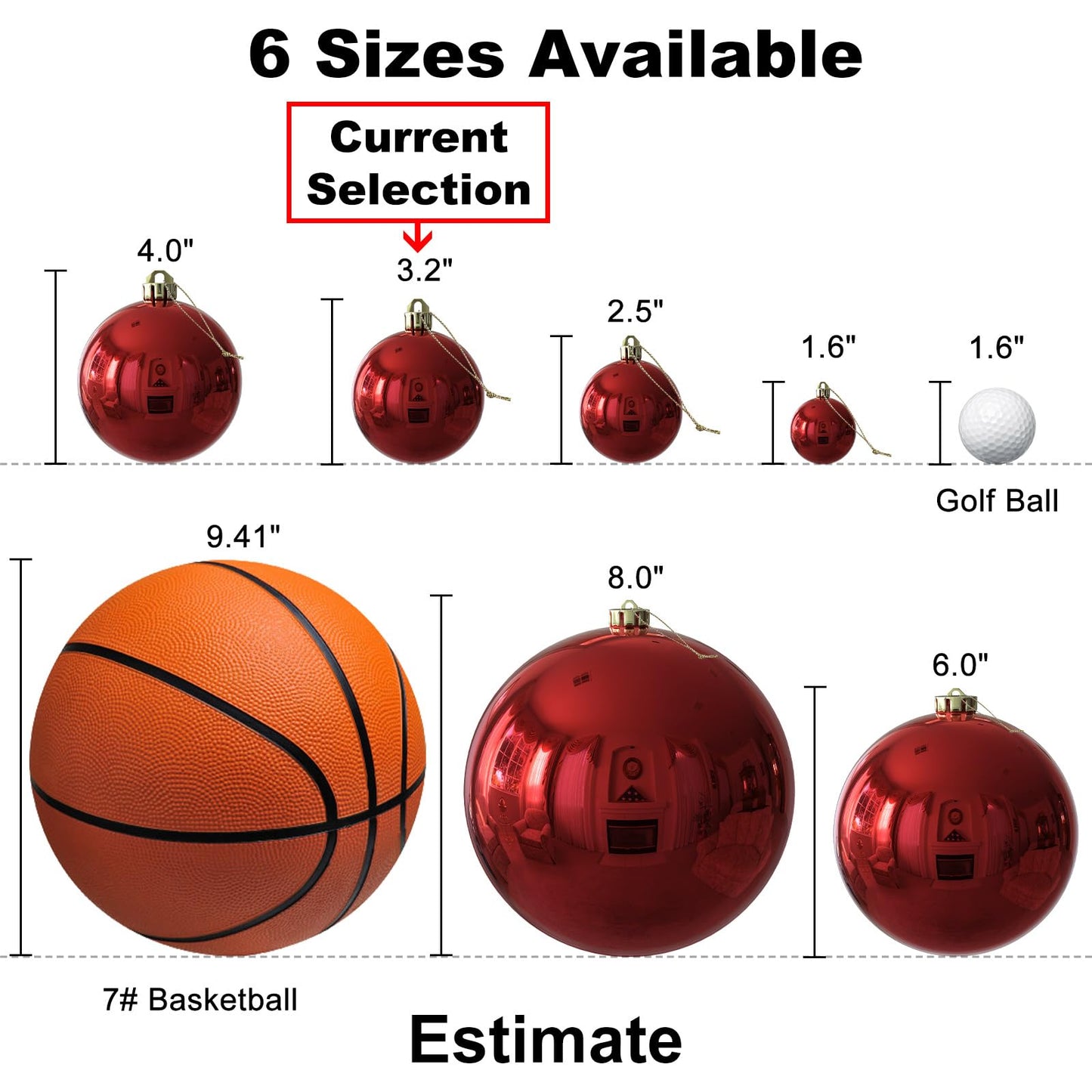 Red & Green 3.2" Large Christmas Balls - Christmas Tree Decoration Ornaments Shatterproof Hanging Balls for Birthday Halloween Holiday Wedding Decorations Set of 18pcs