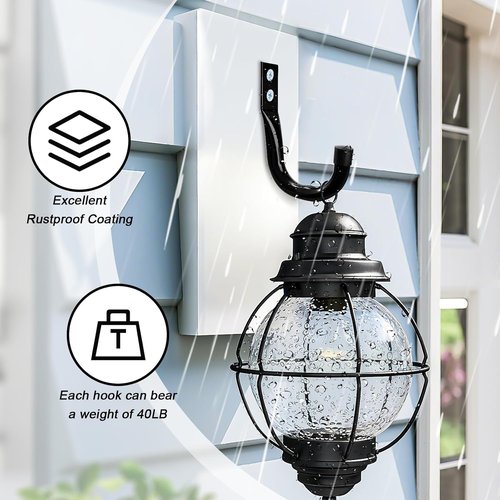 KURUI Heavy Duty Metal Wall Hooks - 6Pcs for Garage Organization | Large Black Utility J Hooks