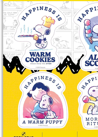 Peanuts Happiness Adhesive Vinyl Decals - Heartwarming Snoopy & Friends Sticker Set, 4 Count