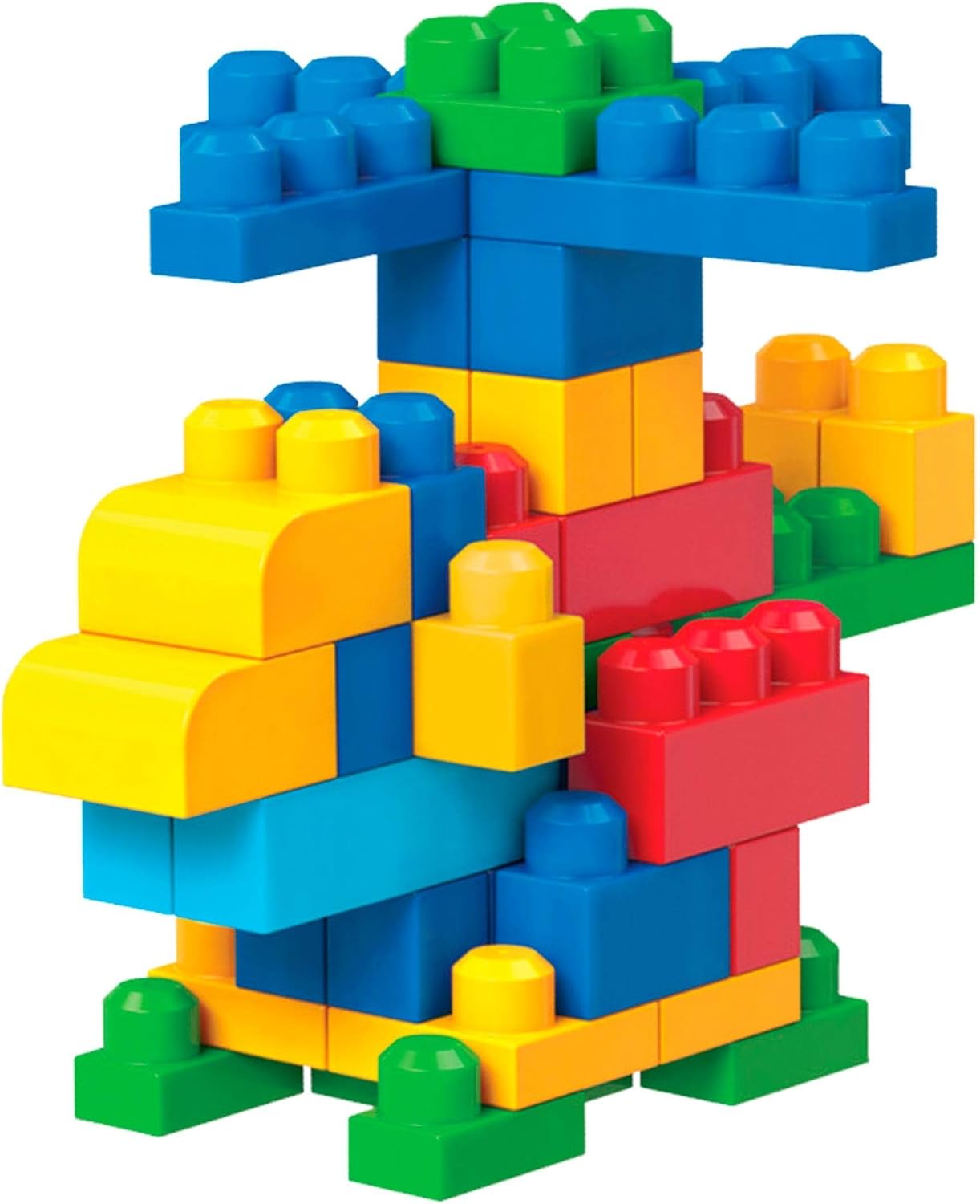 MEGA BLOKS First Builders Toddler Blocks Set - 80-Piece Big Building Bag with Storage, Blue | Ages 1+
