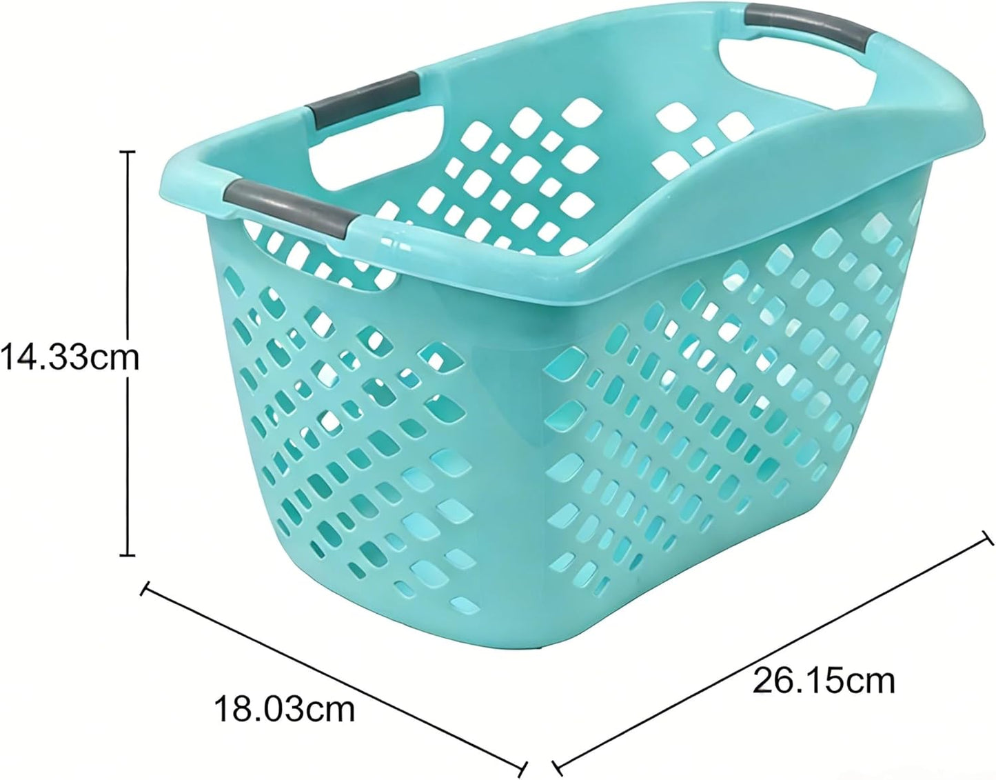Skiennix 1.8 Bushel Hip Hugger Laundry Basket - Teal Flexible Plastic Hamper for Easy One-Hand Carry