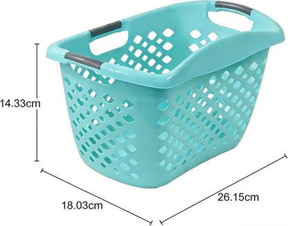 Skiennix 1.8 Bushel Hip Hugger Laundry Basket - Teal Flexible Plastic Hamper for Easy One-Hand Carry