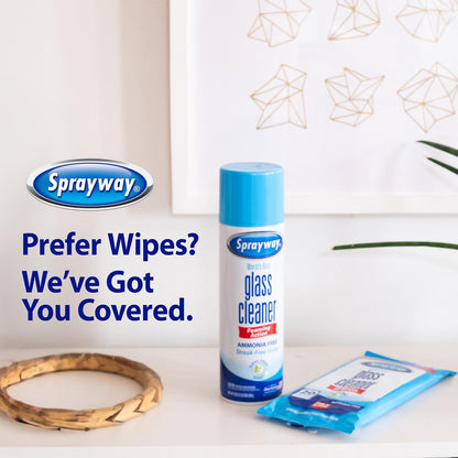 Sprayway Glass Cleaner - Ammonia-Free Foaming Aerosol Spray, 19oz, Pack of 2 | Streakless & Fast-Acting Clean | Fresh Scent, Removes Fingerprints & Dust