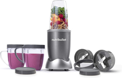 NutriBullet High-Speed Blender System - 12-Piece Set, 600 Watts, Sleek Gray Design