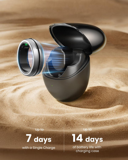 RENPHO Lynx Smart Ring-All Day Sleep & Activity Tracking, Includes Charging Case, Gifts for Men, 7-Day Battery Life, Subscription-Free App for iOS & Android, Size Before You Buy (Silver, Size 8)