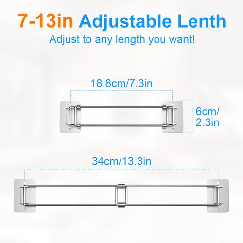 songsoso 2 Pack RV Corner Rod, Camper Shelf Bar, 7–13 Inches Adjustable Bathroom Organizer, Stainless RV Wall Accessories