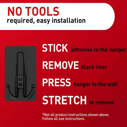Command X-Large Matte Black Triple Hook - Damage-Free Wall Hook with Adhesive Strips for Easy Hanging