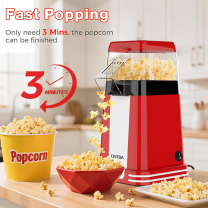 OSTBA Popcorn Maker - 1200W Mini Retro Air Popper with Butter Tray | Oil-Free, Compact Design for Home & Gifts
