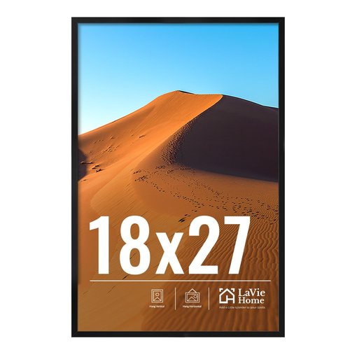 LaVie Home 18x27 Picture Frame for Wall Display, 18x27 Black Picture Frame with HD Plexiglas, 18 x 27 Photo Frame 1 Pack, Display Frame for Vertical or Horizontal, Classic Collection