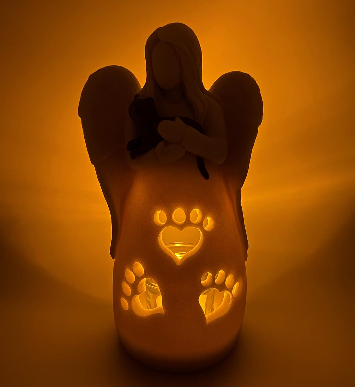OakiWay Cat Memorial Gifts - Angel Candle Holder Figurine with Flickering LED Light | Sympathy Gifts for Cat Lovers