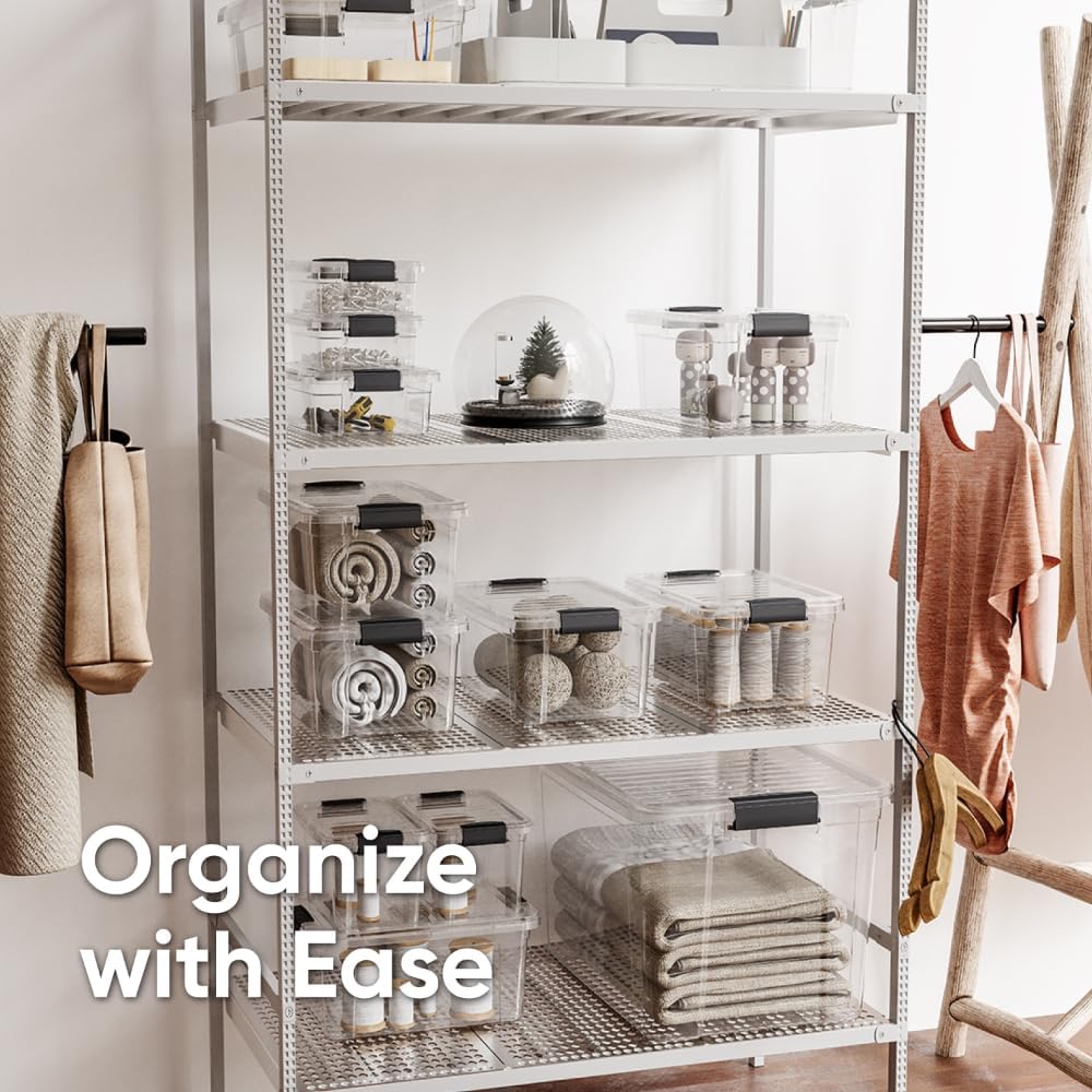 Superio Storage Bins - 10 Pack Clear Stackable Containers | 2.5 Qt BPA-Free, Non-Toxic Organizers for Home & Office